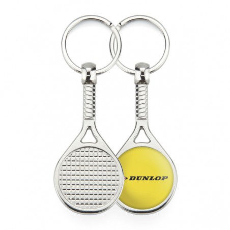 Porte clé publicitaire personnalisé métal raquette de tennis jaune