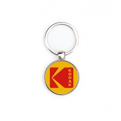 Porte clé personnalisé métal rond pas cher avec le logo kodak rouge et jaune